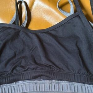 2pk MotionWear Dance Swim Sports Bra Padless - No Pads - Pad Free USA Black Gray
